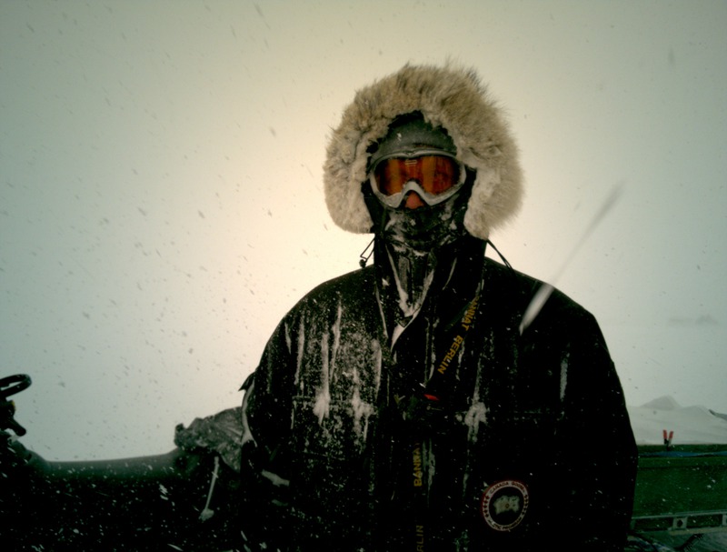 Andreas in blizzard.